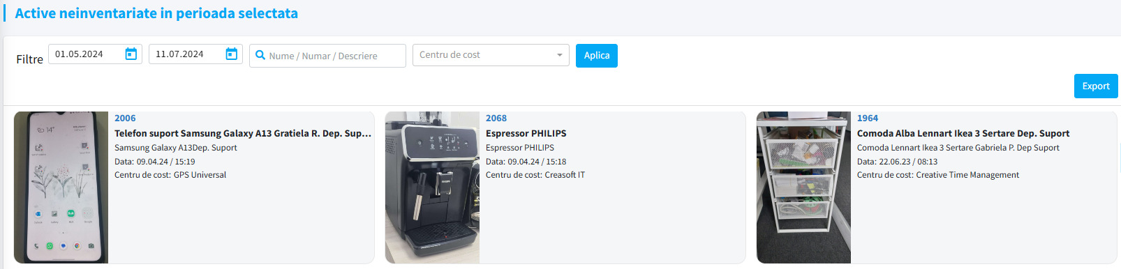 Raport active neinventariate